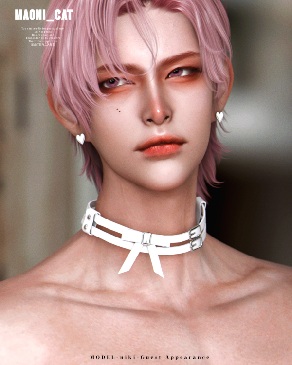 Alpha Necklace No.22 double belt Bow by simsfinds - The Sims 4 custom content