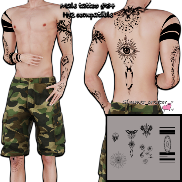 Alpha Male tattoo 84 by simmer_creator - The Sims 4 Custom Content