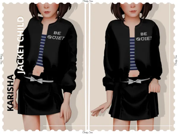 Alpha Karisha Top w Jacket Child - The Sims 4 custom content