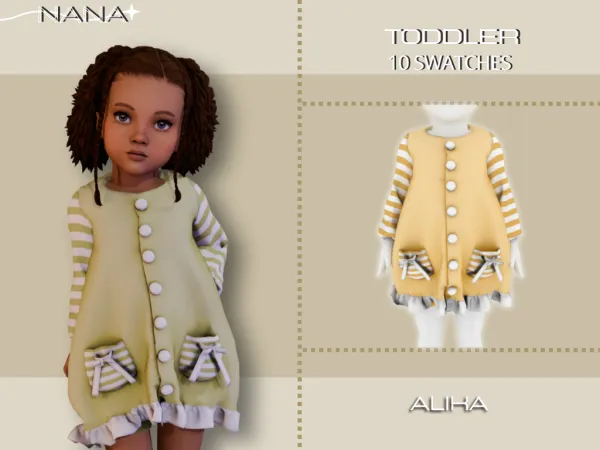 Maxis Match 7NANA (Alika) Ruffled Dress by 7nana - The Sims 4 Custom Content