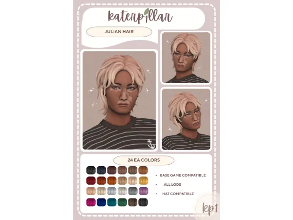 Maxis Match Julian Hair by katerp1llar - The Sims 4 Custom Content