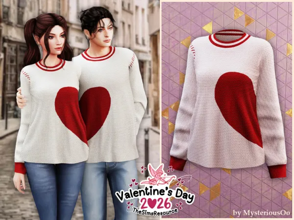 Alpha Female Cozy knit heart sweater by MysteriousOo - The Sims 4 Custom Content