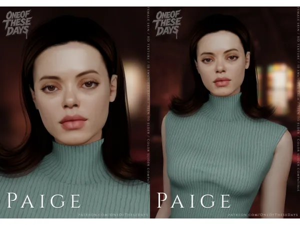 Alpha Paige (Rose McGowan) SKIN SKINOVERLAY eyelids nosemask lipstick tray files by oneofthesedays - The Sims 4 Custom Content