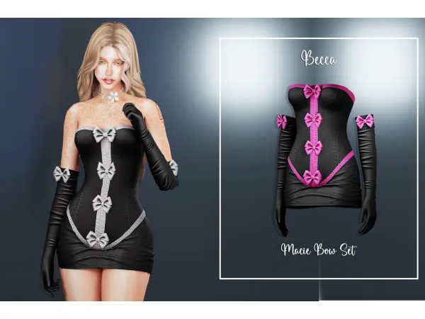 Alpha (Becca) Soirée de Nœuds Macie Bow Set by beccaxcouquetts - The Sims 4 Custom Content