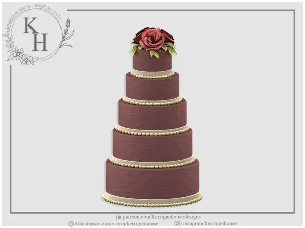 Alpha [KHD] Sweetheart Pearl Ribbon Cake by kerriganhouse - The Sims 4 Custom Content