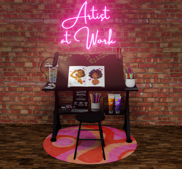 Alpha Artist at Work Set by simmerkatex - The Sims 4 Custom Content