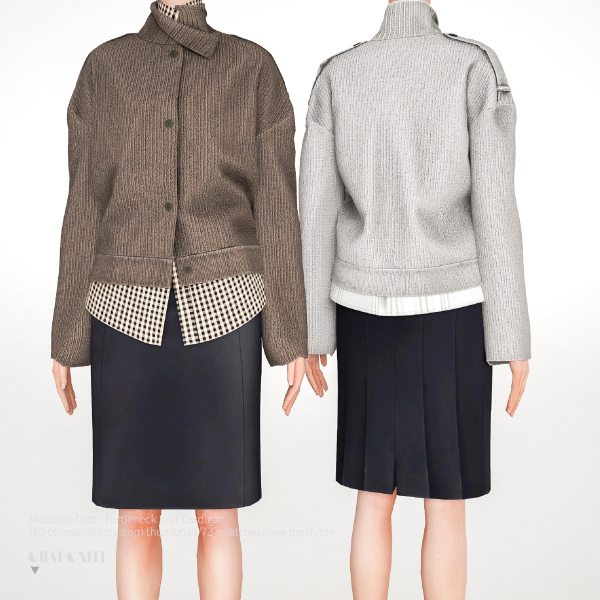 Alpha Massimo Dutti Turtleneck Knit Cardigan by simsfinds - The Sims 4 Custom Content