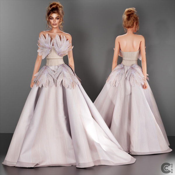 Alpha Sculpted Leaf Couture Ballgown cool_content_star by cool_content_star - The Sims 4 Custom Content