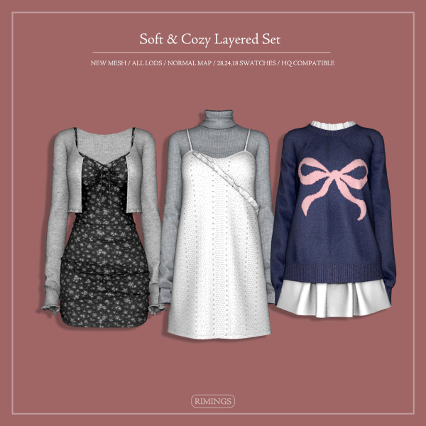 Alpha [RIMINGS] Soft Cozy Layered Set by simsfinds - The Sims 4 Custom Content