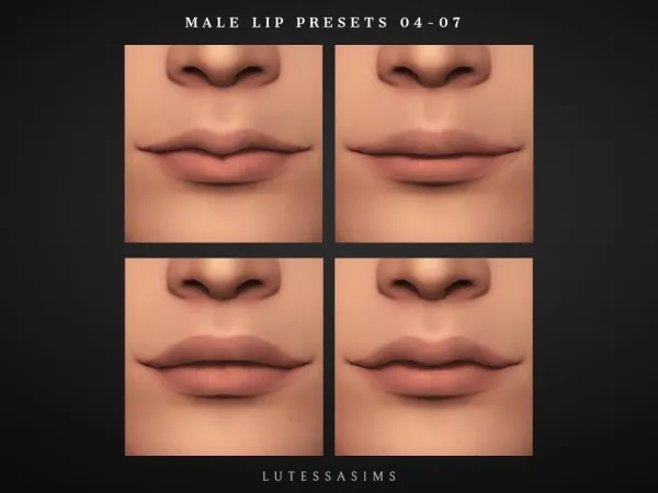 Mix Male Lip Presetss 04 07 by Lutessasims - The Sims 4 Custom Content