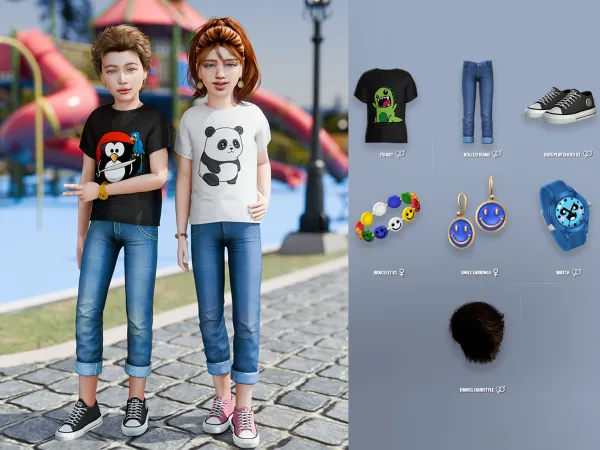 Alpha Kids Play Lookbook 1 - The Sims 4 custom content
