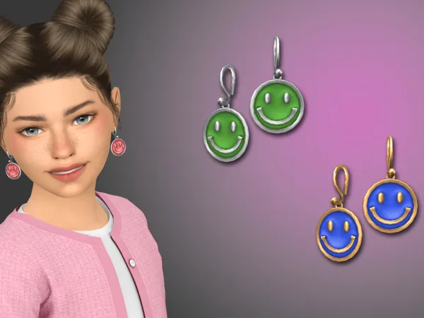 Alpha Kids play smile earrings by modcollective - The Sims 4 Custom Content