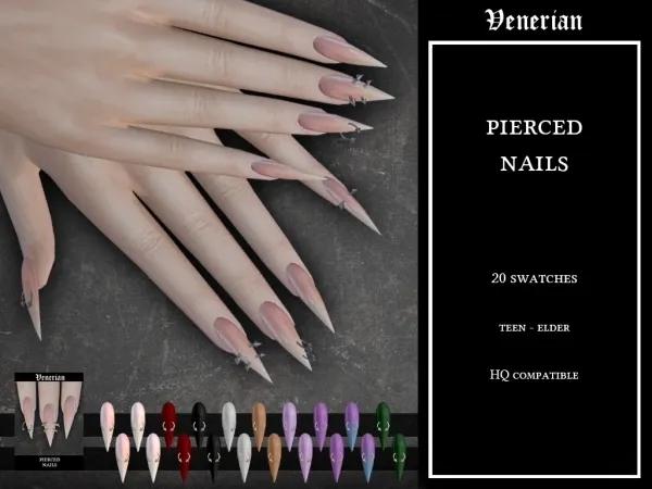 Alpha Pierced Nails by Venerian - The Sims 4 custom content