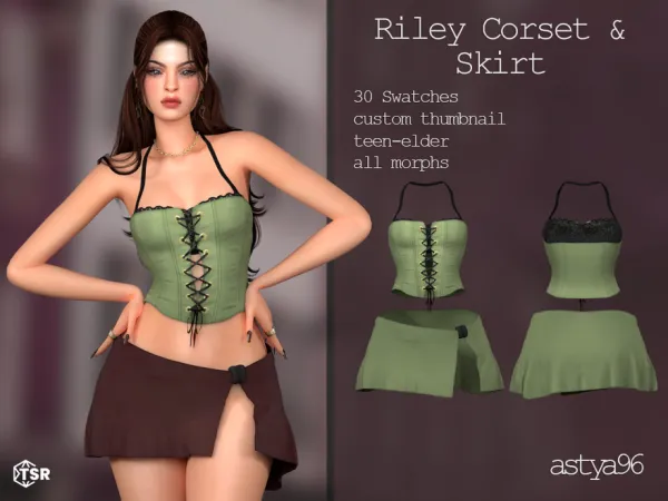 Alpha Riley Corset Skirt by thesimsresource - The Sims 4 Custom Content