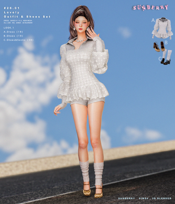 Alpha [SUNBERRY] #26.01 Lovely Outfit by simsfinds - The Sims 4 custom content