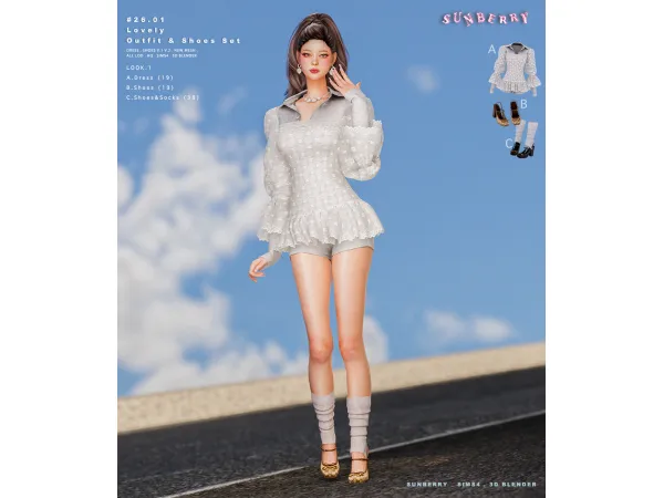 Alpha [SUNBERRY] 2601 Lovely Outfit - The Sims 4 Custom Content
