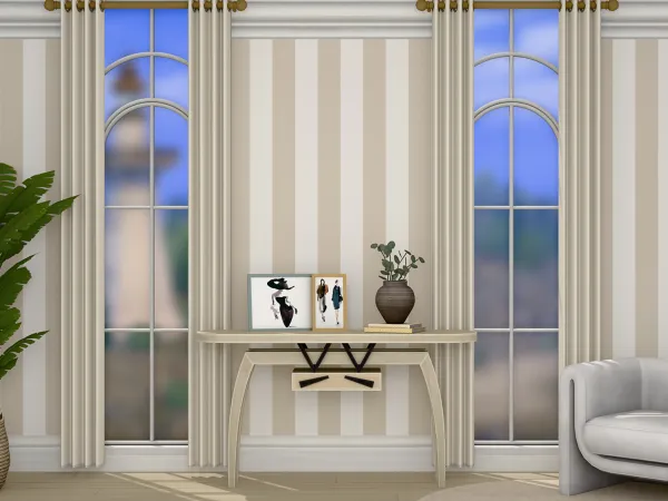 Alpha Straight and Narrow Curtains Set by Nynaeve Design - The Sims 4 Custom Content
