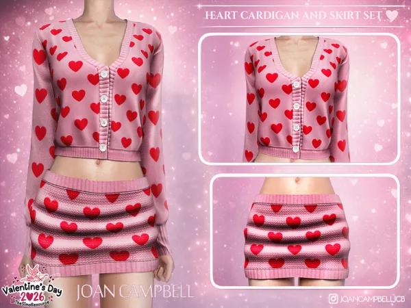 Mix HEART CARDIGAN AND SKIRT SET by Joan_Campbell_Beauty_ - The Sims 4 Custom Content