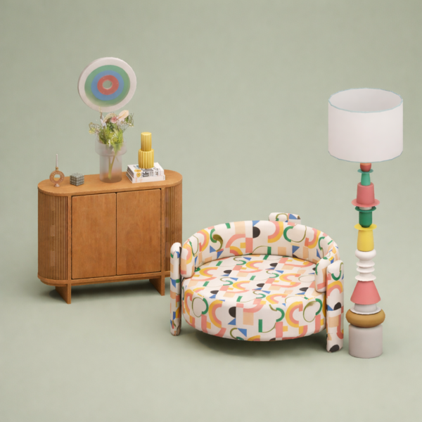 Maxis Match Happy Shapes Living Set by simsfinds - The Sims 4 Custom Content