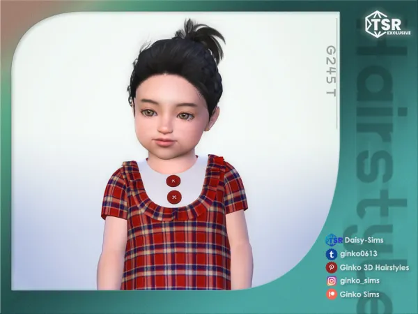 Alpha Bun Hair with braids for Toddlers Ginko 245T Sims by thesimsresource - The Sims 4 Custom Content