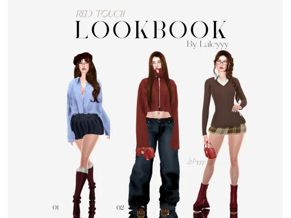 Alpha Red Touch lookbook by Laleyyysims - The Sims 4 custom content