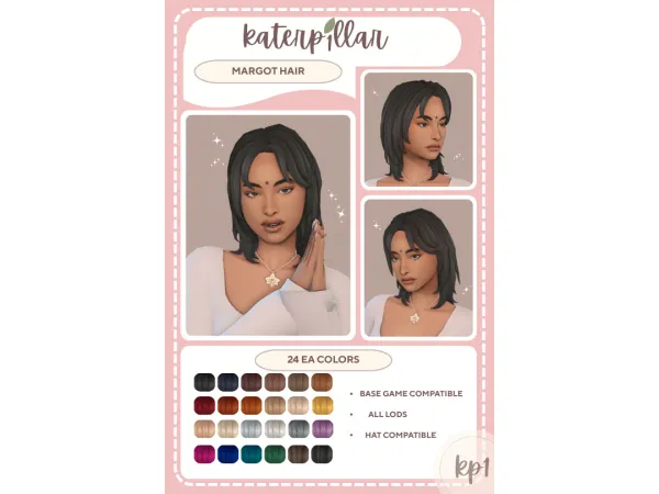 Maxis Match Margot Hair by katerp1llar - The Sims 4 Custom Content