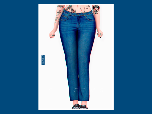 Alpha 🧸 1999's y2k Low Waist Denim Pants 🧸 by plbsims - The Sims 4 custom content