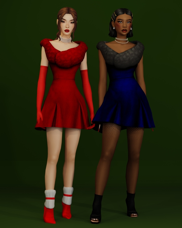 Maxis Match Velvet Noel dress - The Sims 4 Custom Content