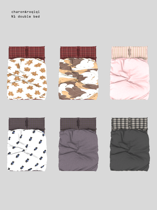 Mix [charonroqiqi]N1double bed by roqiqi - The Sims 4 Custom Content
