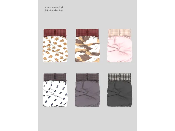 Mix [charonroqiqi]N1double bed - The Sims 4 Custom Content