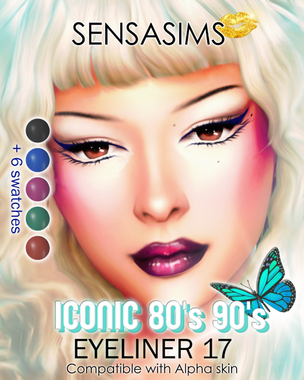 Mix Iconic 80's 90's E17 Eyeliner by sensasims - The Sims 4 Custom Content