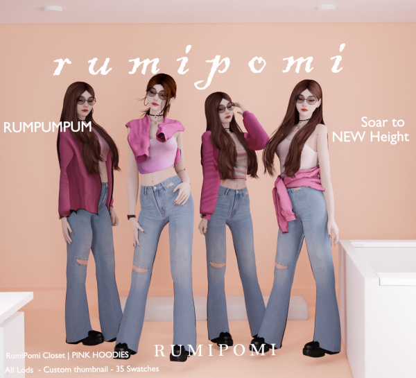 Alpha Rumpumpum_Pink Hoodies by rumi_pomi - The Sims 4 Custom Content