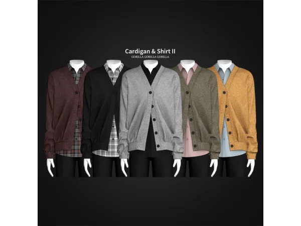 Alpha Cardigan Shirt II by gorillax3 - The Sims 4 Custom Content