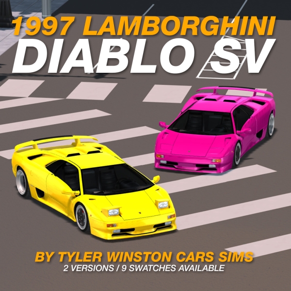 Alpha Tyler Winston Cars 1997 Lamborghini Diablo SV by tylerwcars - The Sims 4 Custom Content