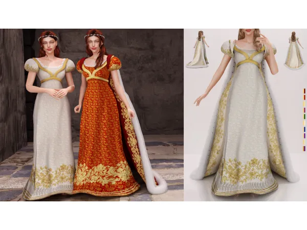 Alpha Queen Gown with Mantle by modcollective - The Sims 4 Custom Content