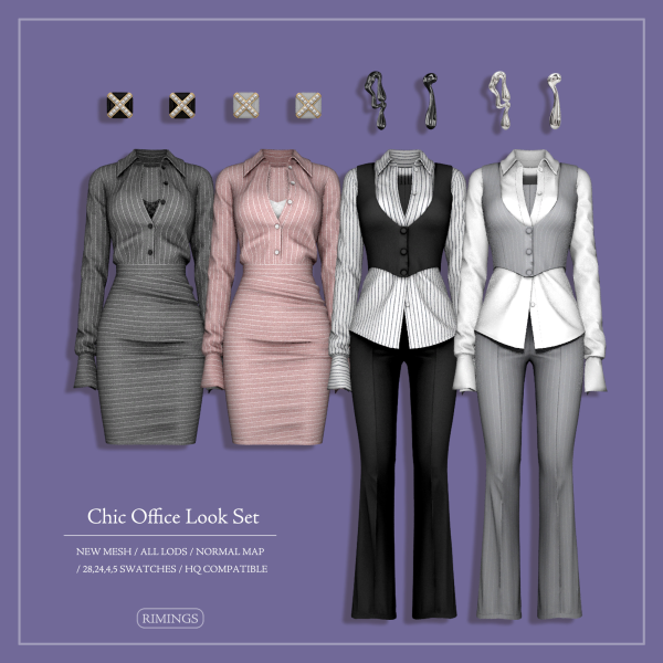 Alpha [RIMINGS] Chic Office Look Set by simsfinds - The Sims 4 Custom Content