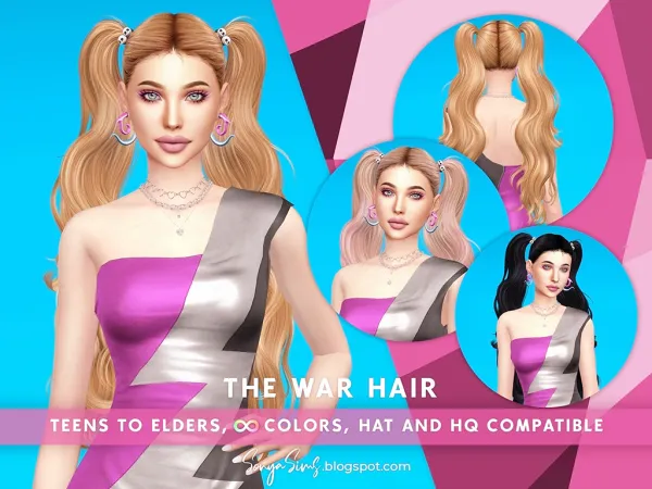 Alpha THE WAR HAIR by sonyasims - The Sims 4 Custom Content