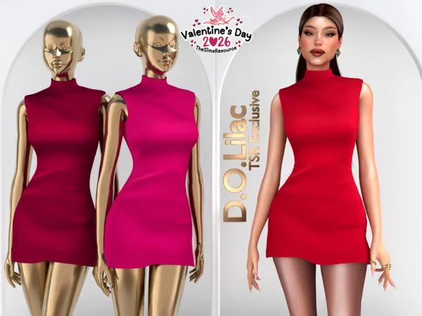 Alpha High Neck Mini Dress DO2146 - The Sims 4 Custom Content