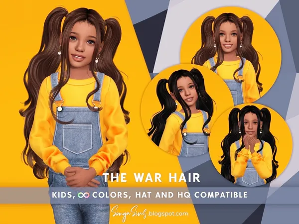 Alpha THE WAR HAIR KIDS - The Sims 4 custom content