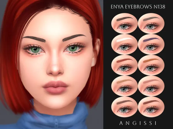 Alpha Enya Eyebrows N138 by ANGISSI - The Sims 4 Custom Content