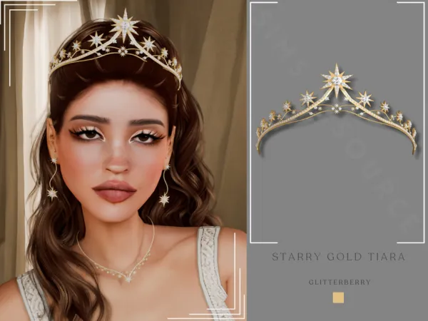 Alpha Starry Gold Tiara by thesimsresource - The Sims 4 Custom Content
