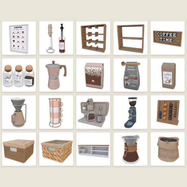 Maxis Match Coffee Corner Set by comiko - The Sims 4 Custom Content
