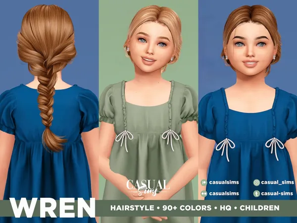Alpha Wren Hairstyle Children - The Sims 4 Custom Content