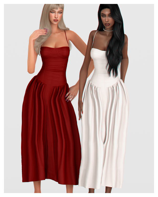 Alpha Cupid Midi Dress by simsfinds - The Sims 4 Custom Content