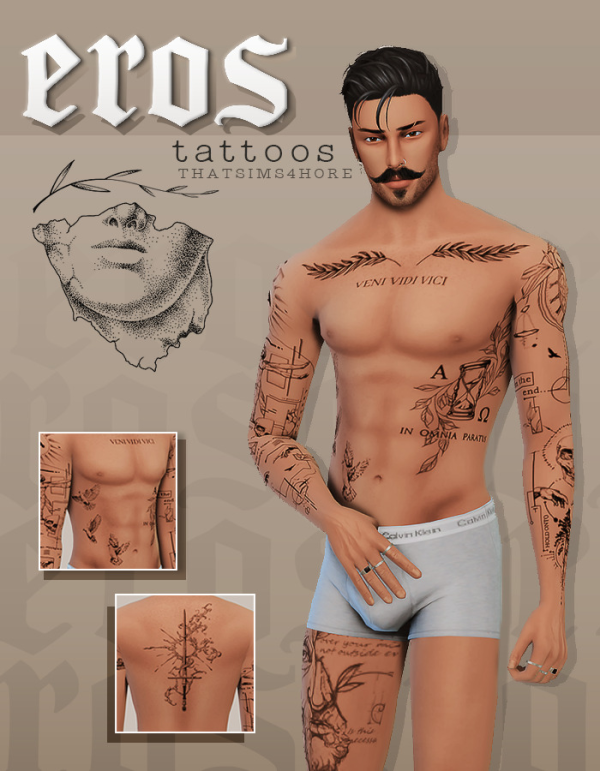 Mix EROS TATTOOS by simsfinds - The Sims 4 custom content