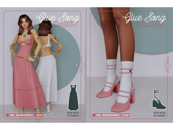 Mix Gabby Dress Gillian Shoes and socks by simsfinds - The Sims 4 Custom Content