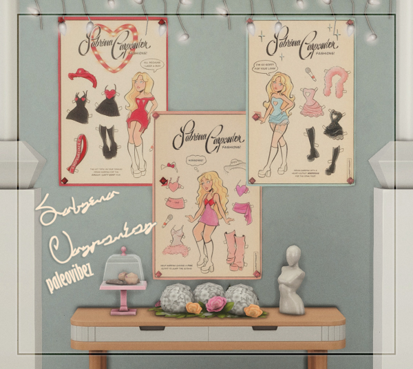 Mix Sabrina Carpenter Fashions Poster by simsfinds - The Sims 4 Custom Content