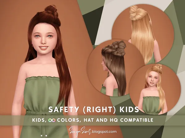 Alpha Safety Hair Kids by sonyasims - The Sims 4 Custom Content