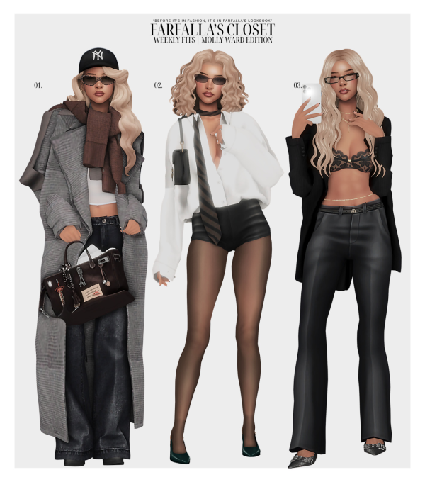 Alpha WEEKLY FITS MOLLY WARD EDITION by simsfinds - The Sims 4 Custom Content