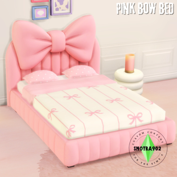 Maxis Match Pink Bow Bed by simsfinds - The Sims 4 Custom Content
